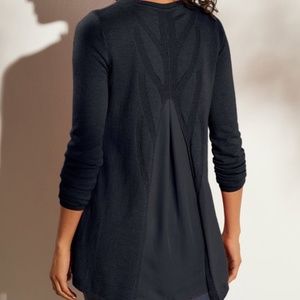 NWT Petite Sirena sweater (Black), open flow back, **free shipping**